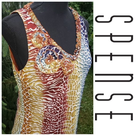 Spense Tops - ⬇️Spense Animal Print Sleeveless V-neck Medium
